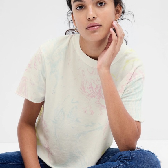 Marble print terry SS sweatshirt - Picture 2 of 12